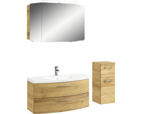 Ensemble de salle de bains avec armoire de toilette, meuble sous-lavabo et armoire latérale