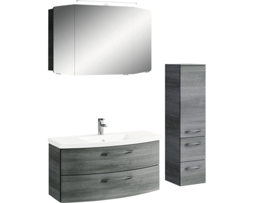 Ensemble de salle de bains avec meuble sous-lavabo, armoire de toilette et armoire haute pour la salle de bains