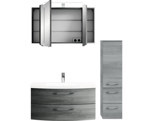 Ensemble de salle de bains avec armoire de toilette, meuble sous-vasque et armoire haute