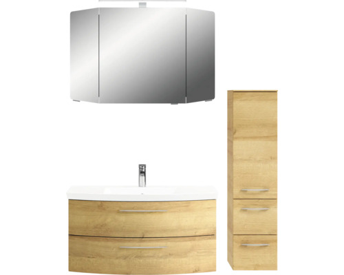Ensemble de salle de bains avec meuble sous-lavabo, armoire de toilette et armoire haute