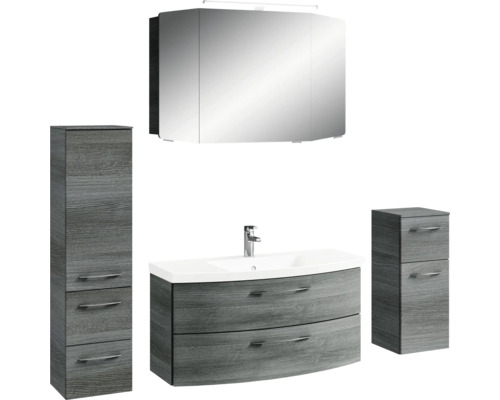 Ensemble de meubles de salle de bains avec meuble sous-lavabo, armoire de toilette et armoire haute
