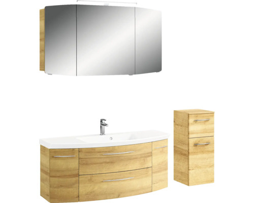Ensemble de meubles de salle de bains avec armoire de toilette, meuble sous-lavabo et armoire latérale