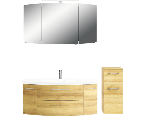 Ensemble de meubles de salle de bains avec armoire de toilette, meuble sous-vasque et armoire latérale