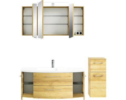 Ensemble de meubles de salle de bain avec armoire de toilette, meuble sous-lavabo et armoire latérale