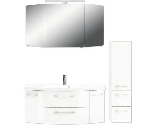 Ensemble de salle de bains avec meuble-lavabo, armoire de toilette et armoire haute pour plus de rangement
