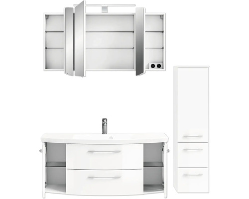 Ensemble de salle de bains avec meuble-lavabo, armoire de toilette et armoire haute