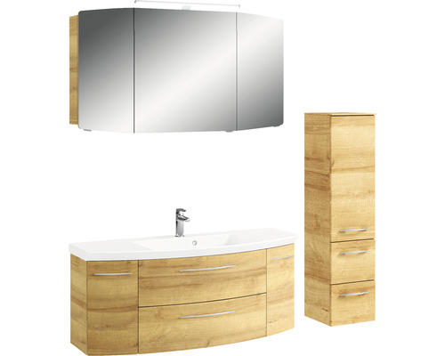 Ensemble de meubles de salle de bains avec meuble sous-vasque, armoire de toilette et armoire haute