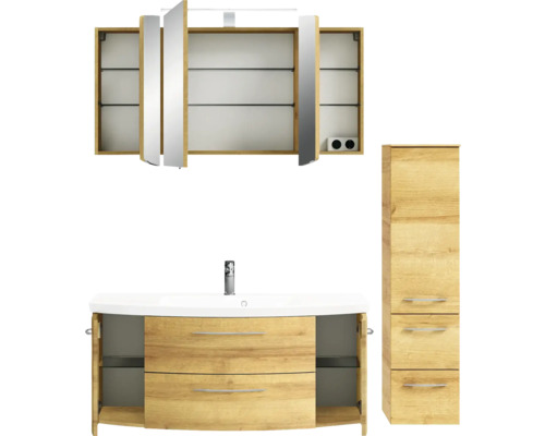 Ensemble de salle de bains avec meuble sous-lavabo, armoire de toilette et armoire haute