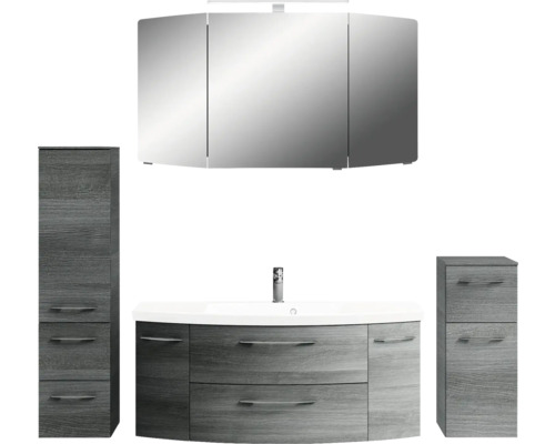 Ensemble de meubles de salle de bains avec meuble sous-lavabo, armoire de toilette et deux armoires latérales