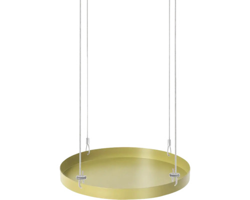 Suspension de tablette Esschert’s Garden L Ø 24 cm H 2 cm métal plastique rond or Jardinière suspendue ronde en métal avec suspension par câble en acier