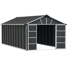Abri de rangement spacieux avec porte coulissante