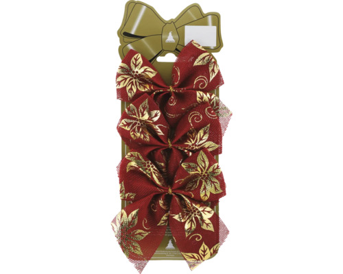 Décoration de Noël nœud rouge scintillant 13 cm