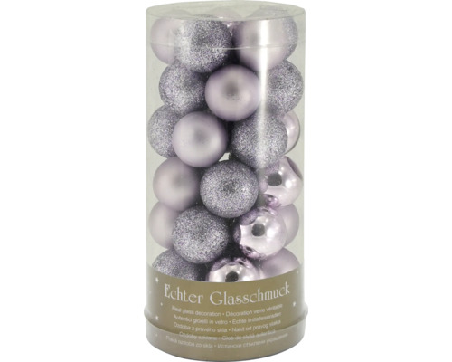 Boules pour sapin de Noël en verre Ø 2,5 cm 35 pièces violet