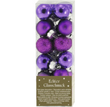 Paquet de boules de Noël violettes en verre