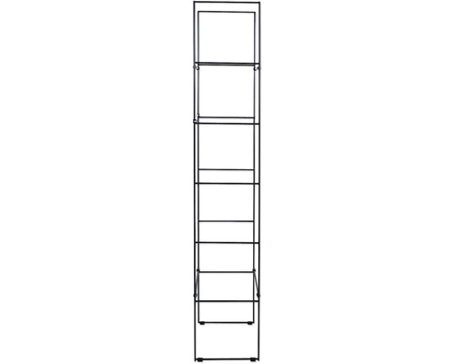 Zeichnung eines schmalen, hohen Regalschranks mit mehreren Regalböden