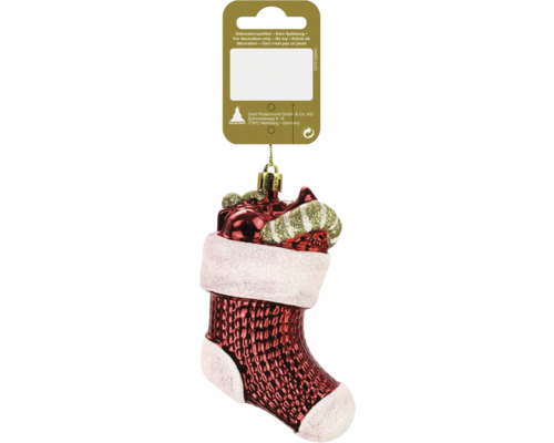 Suspension pour sapin de Noël Bottes en plastique 7,5 x 11 cm blanc rouge