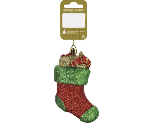 Suspension pour sapin de Noël Bottes en plastique 7,5 x 11 cm rouge vert