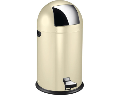 Cremefarbener Treteimer für Abfallentsorgung