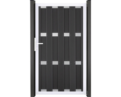 Portillon simple GroJa Merano tirant gauche prémonté sans poteaux cadre argent 100 x 180 cm anthracite