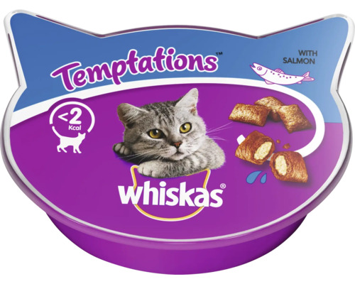 Katzensnack Whiskas Temptations Knusper-Taschen Lachs 60 g Temptations Katzensnack mit Lachsgeschmack