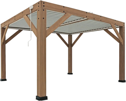 Pergola autoportante en bois avec toit réglable.