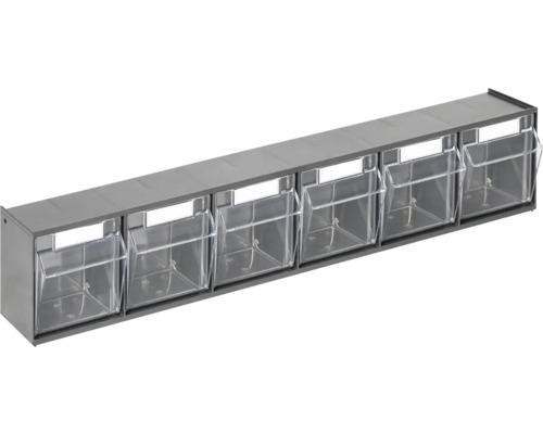 Casiers à tiroirs transparent INDUSTRIAL 6 compartiments 60 x 11,3 x 7,5 cm anthracite