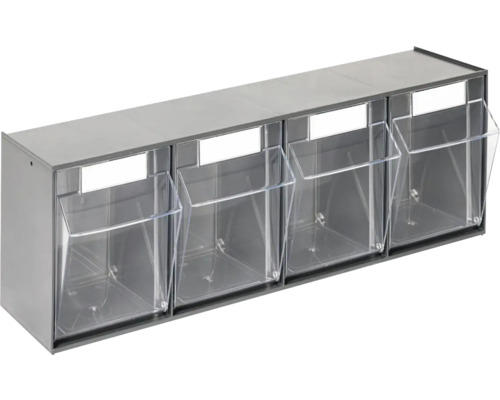 Casiers à tiroirs transparent INDUSTRIAL 4 compartiments 60 x 20,7 x 13,7 cm anthracite