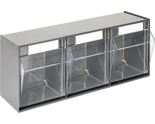 Casiers à tiroirs transparent INDUSTRIAL 3 compartiments 60 x 24,2 x 16,3 cm anthracite