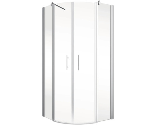 Cabine de douche d''angle avec verre transparent et deux portes