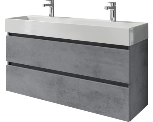 Meuble de salle de bains 2 pièces Pelipal Torino 121 x 66,7 x 40 cm façade oxyde gris foncé mat(e) avec vasque en céramique blanc