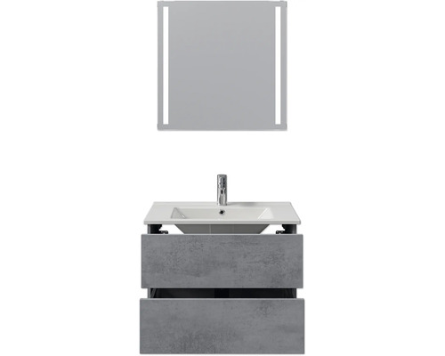 Badezimmerset mit Waschtischunterschrank, Waschbecken und Spiegel