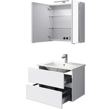 Ensemble de salle de bains avec armoire de toilette, lavabo et meuble bas avec tiroirs