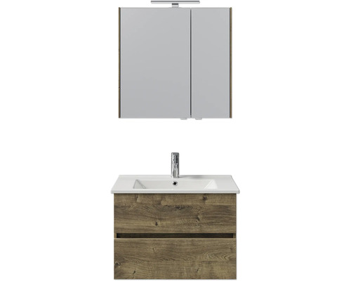 Waschtischkombination mit Waschbecken, Unterschrank und Spiegelschrank für das Badezimmer