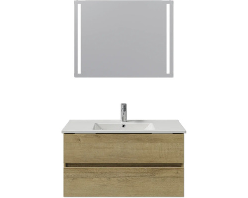 Meuble-lavabo avec miroir et deux tiroirs pour la salle de bain