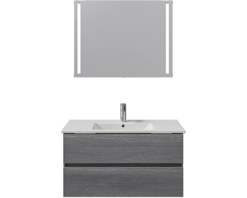 Combinaison de meuble-lavabo avec meuble sous-vasque, lavabo et miroir