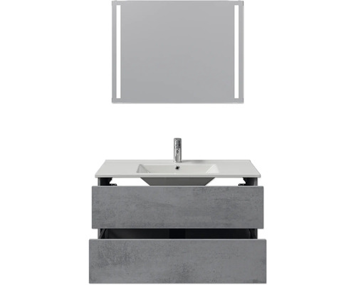 Meuble sous-lavabo avec lavabo et miroir avec éclairage