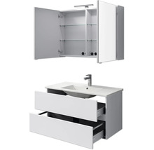 Waschtisch mit Unterschrank und Spiegelschrank zur Badezimmerausstattung