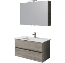 Badezimmer-Set mit Waschtischunterschrank, Waschbecken und Spiegelschrank