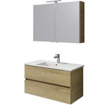 Badezimmermöbel Set mit Waschtischunterschrank, Waschtisch und Spiegelschrank