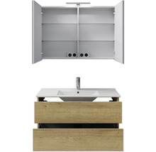 Waschtischunterschrank mit Waschbecken und Spiegelschrank mit offenen Türen
