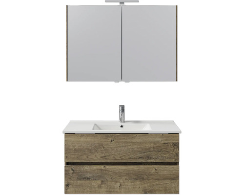 Meuble-lavabo avec meuble sous-vasque et armoire de toilette pour la salle de bain