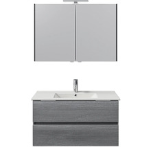 Badezimmermöbelset mit Waschtischunterschrank, Waschbecken und Spiegelschrank