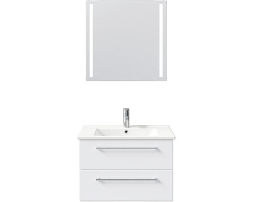 Ensemble de meubles de salle de bains avec meuble sous-lavabo, lavabo et miroir avec éclairage