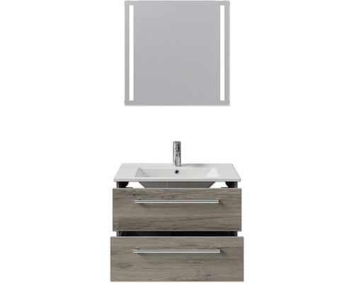 Meuble-lavabo avec miroir, meuble sous-lavabo avec deux tiroirs