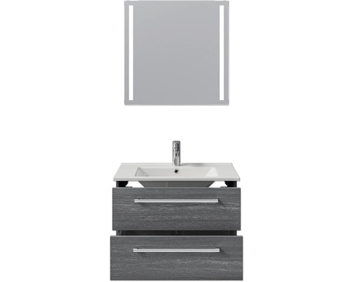 Meuble-lavabo de salle de bains avec miroir et deux tiroirs