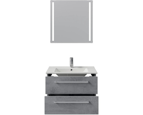 Meuble-lavabo avec armoire basse et miroir pour la salle de bains