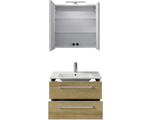 Badezimmermöbelset mit Spiegelschrank, Waschbecken und Unterschrank mit Schubladen