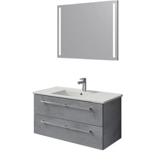 Waschtischunterschrank mit Waschbecken und Spiegel mit Beleuchtung