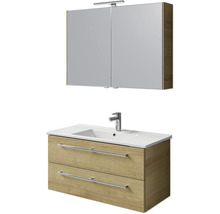 Badezimmer-Set mit Waschtischunterschrank, Waschbecken und Spiegelschrank