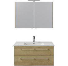 Waschtischunterschrank mit zwei Schubladen, Waschbecken und Spiegelschrank für das Badezimmer